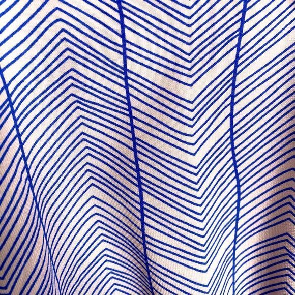 Poema Sleeveless Deep V-Neck Peplum Blouse Tank Top Pink Blue Small Striped - Picture 3 of 11